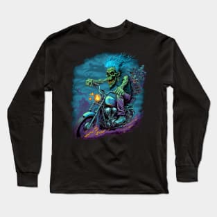 Zombie riding a motorcycle Long Sleeve T-Shirt